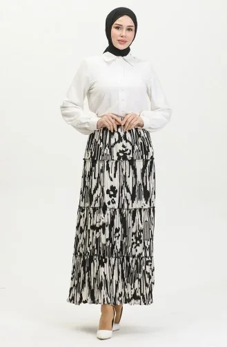 Almila Gypsy Viscose Rok 3161-01 Zwart Ecru 3161-01