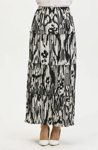 Almila Gypsy Viscose Rok 3161-01 Zwart Ecru 3161-01