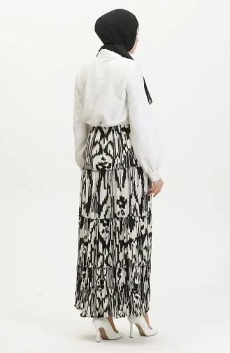 Almila Gypsy Viscose Rok 3161-01 Zwart Ecru 3161-01