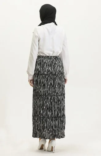 تنورة ألميلا غجرية من الفيسكوز 3161-06 أسود وأبيض 3161-06