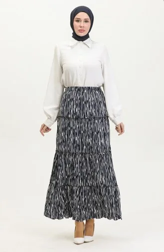 Almila Gypsy Viscose Rok 3161-07 Marineblauw Wit 3161-07