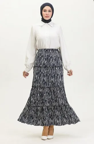 Almila Gypsy Viscose Rok 3161-07 Marineblauw Wit 3161-07