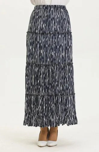 Almila Gypsy Viscose Rok 3161-07 Marineblauw Wit 3161-07