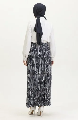 Almila Gypsy Viscose Rok 3161-07 Marineblauw Wit 3161-07