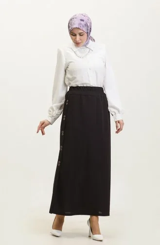 Büyük Beden Düğme Detaylı Etek 4206-03 Mürdüm