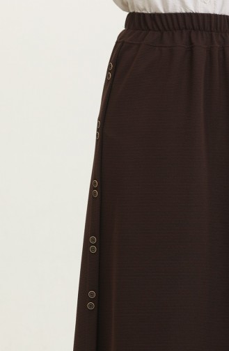 Plus Size Button Detailed Skirt 4206-04 Brown 4206-04