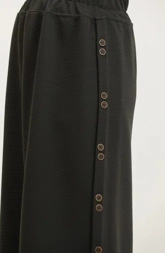 Büyük Beden Düğme Detaylı Etek 4206-05 Haki