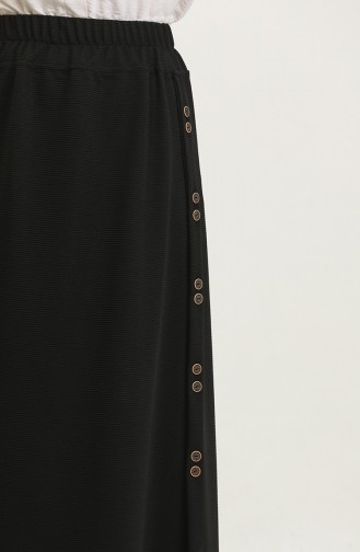 Plus Size Button Detailed Skirt 4206-06 Black 4206-06
