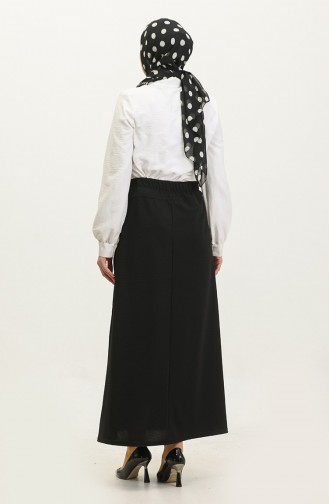 Plus Size Button Detailed Skirt 4206-06 Black 4206-06