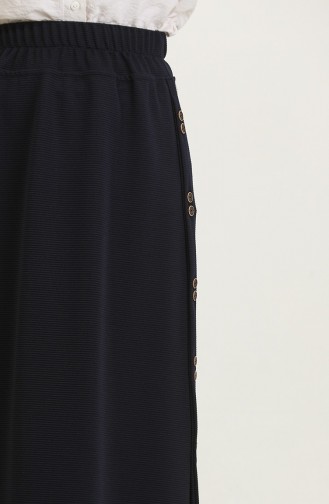 Plus Size Button Detailed Skirt 4206-07 Navy Blue 4206-07