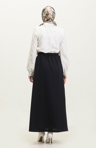 Plus Size Button Detailed Skirt 4206-07 Navy Blue 4206-07