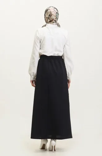 Büyük Beden Düğme Detaylı Etek 4206-07 Lacivert