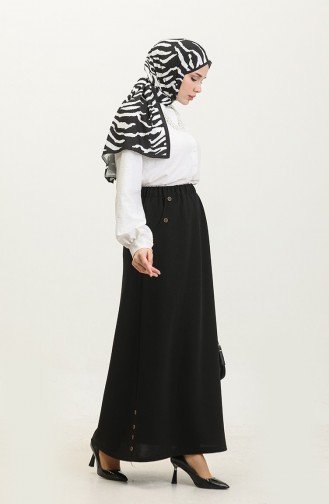 Plus Size Button Detailed Skirt 4208-01 Black 4208-01