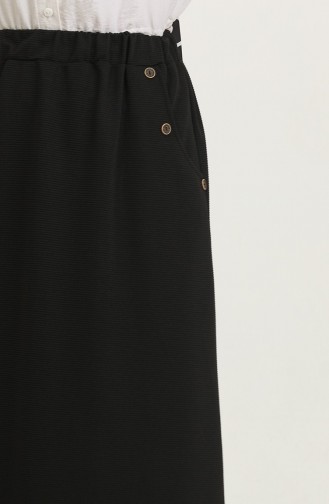Plus Size Button Detailed Skirt 4208-01 Black 4208-01