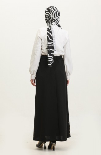 Plus Size Button Detailed Skirt 4208-01 Black 4208-01