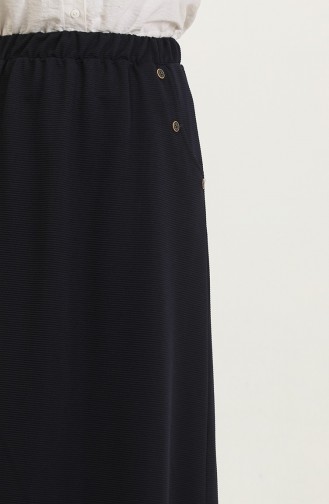 Plus Size Button Detailed Skirt 4208-05 Navy Blue 4208-05