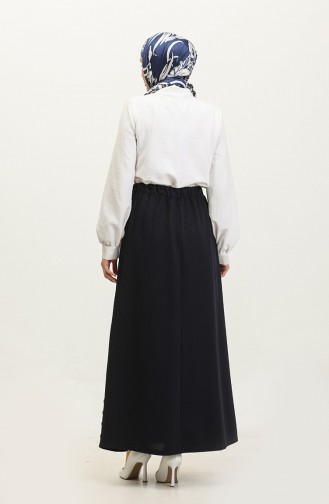 Plus Size Button Detailed Skirt 4208-05 Navy Blue 4208-05