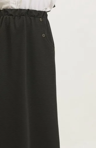Büyük Beden Düğme Detaylı Etek 4208-06 Haki