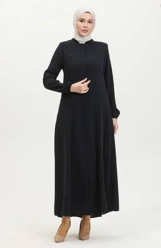 Gepatroonde Adel Mevlana Abaya 3018-02 Marineblauw 3018-02