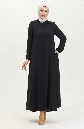 Gepatroonde Adel Mevlana Abaya 3018-02 Marineblauw 3018-02
