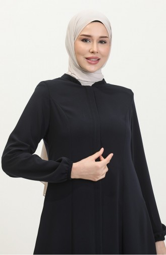 Gepatroonde Adel Mevlana Abaya 3018-02 Marineblauw 3018-02