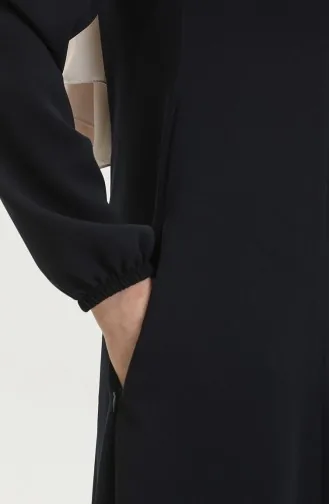 Gepatroonde Adel Mevlana Abaya 3018-02 Marineblauw 3018-02