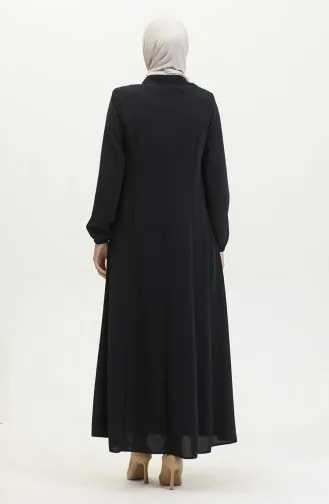 Gepatroonde Adel Mevlana Abaya 3018-02 Marineblauw 3018-02