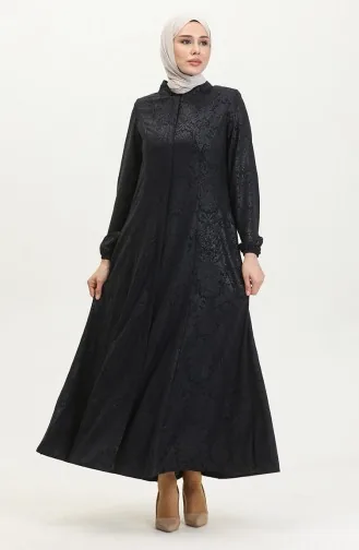 Gemusterte Adel Mevlana Abaya 3018B-02 Marineblau 3018B-02