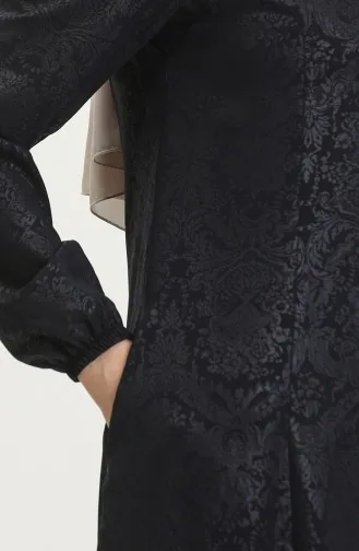 Gemusterte Adel Mevlana Abaya 3018B-02 Marineblau 3018B-02