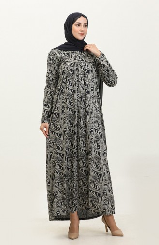 Navy Blue Hijab Dress 4470A-01