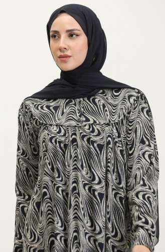 Navy Blue Hijab Dress 4470A-01
