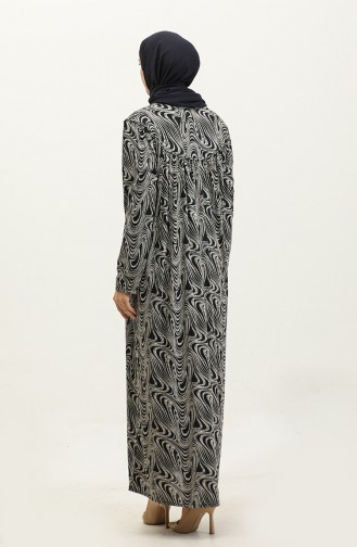 Navy Blue Hijab Dress 4470A-01