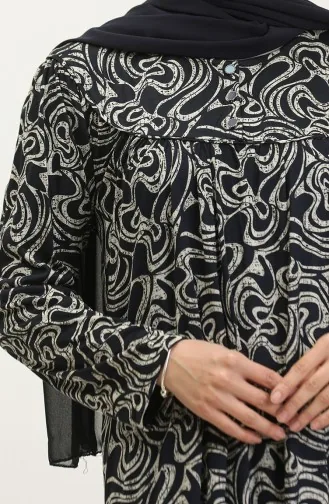 Robe En Viscose à Motifs Grande Taille 4470C-02 Bleu Marine 4470C-02