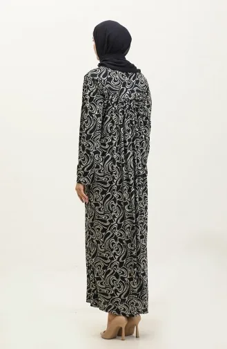 Robe En Viscose à Motifs Grande Taille 4470C-02 Bleu Marine 4470C-02