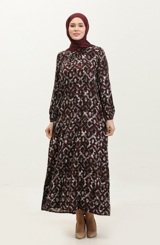 فستان فيسكوز منقوش بمقاس كبير 44851-01 أرجواني 44851-01