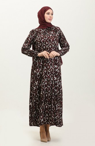 فستان فيسكوز منقوش بمقاس كبير 44851-01 أرجواني 44851-01