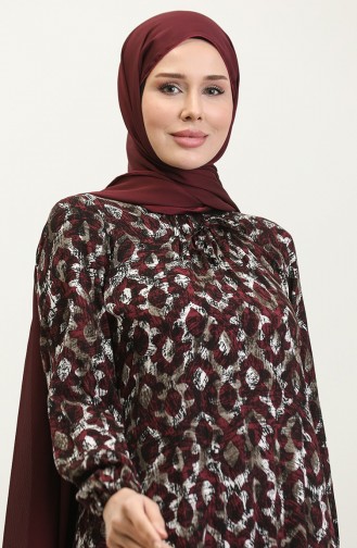فستان فيسكوز منقوش بمقاس كبير 44851-01 أرجواني 44851-01