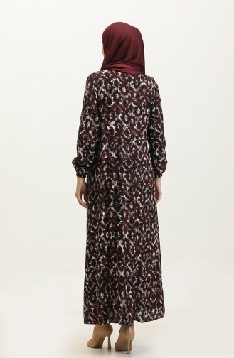 فستان فيسكوز منقوش بمقاس كبير 44851-01 أرجواني 44851-01