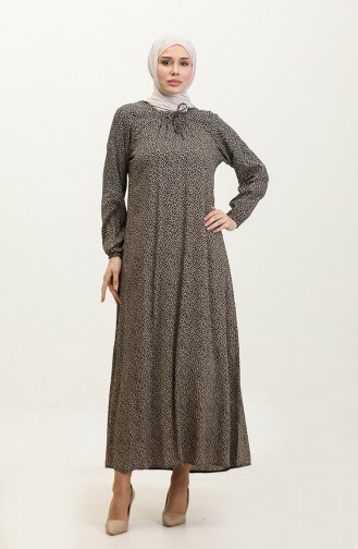 Gemustertes Viskosekleid In Übergröße 44851A-01 Braun 44851A-01