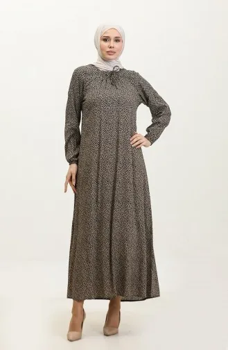 Gemustertes Viskosekleid In Übergröße 44851A-01 Braun 44851A-01