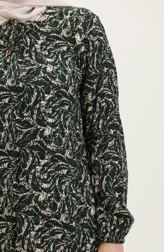 فستان منقوش من الفيسكوز بمقاس كبير 44851C-01 أخضر زمردي 44851C-01