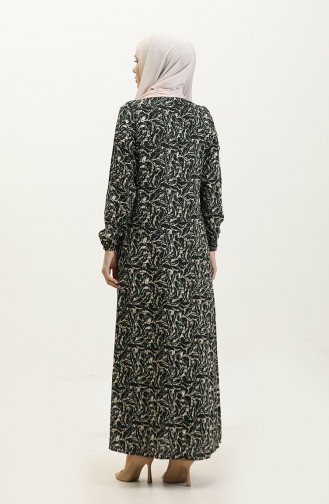 فستان منقوش من الفيسكوز بمقاس كبير 44851C-01 أخضر زمردي 44851C-01