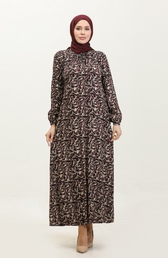 فستان فيسكوز منقوش بمقاس كبير 44851C-02 أرجواني 44851C-02