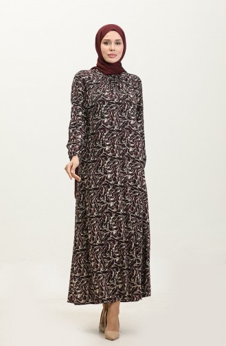 فستان فيسكوز منقوش بمقاس كبير 44851C-02 أرجواني 44851C-02