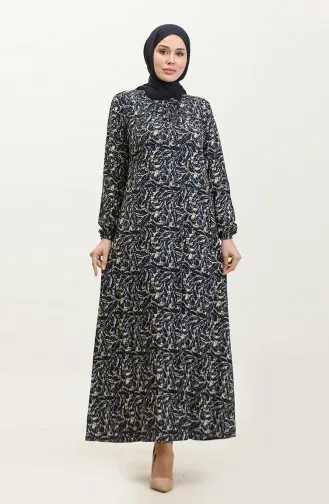 Büyük Beden Desenli Viskon Elbise 44851C-03 Saks