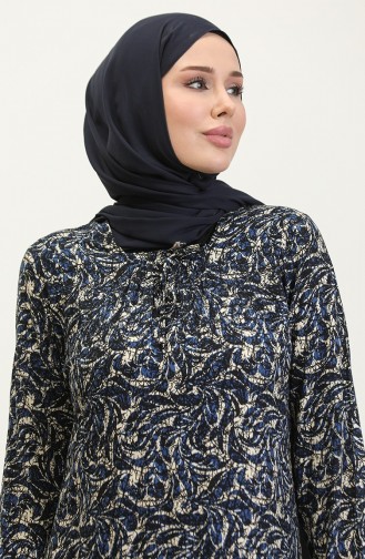 فستان فيسكوز منقوش بمقاس كبير 44851C-03 ساكس 44851C-03