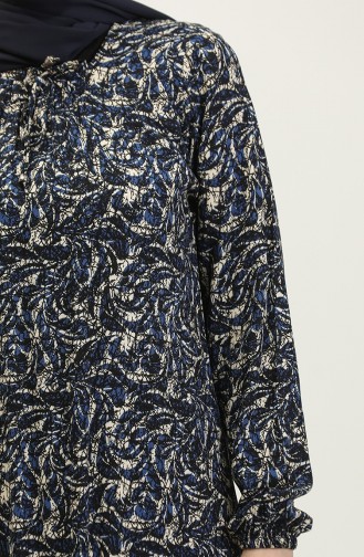 فستان فيسكوز منقوش بمقاس كبير 44851C-03 ساكس 44851C-03