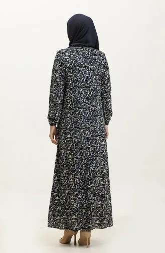 Büyük Beden Desenli Viskon Elbise 44851C-03 Saks