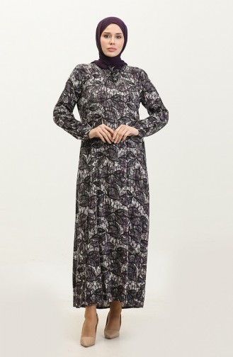 Plus-size Viscose Jurk Met Patroon 44851D-01 Paars 44851D-01