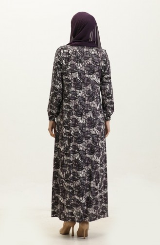 Plus-size Viscose Jurk Met Patroon 44851D-01 Paars 44851D-01